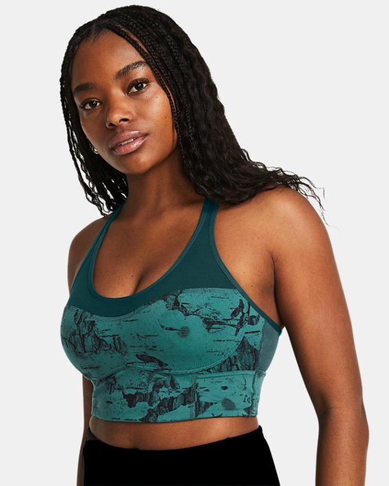 Women's Project Rock Infinity Let's Go LL Printed Bra in Green image number 2